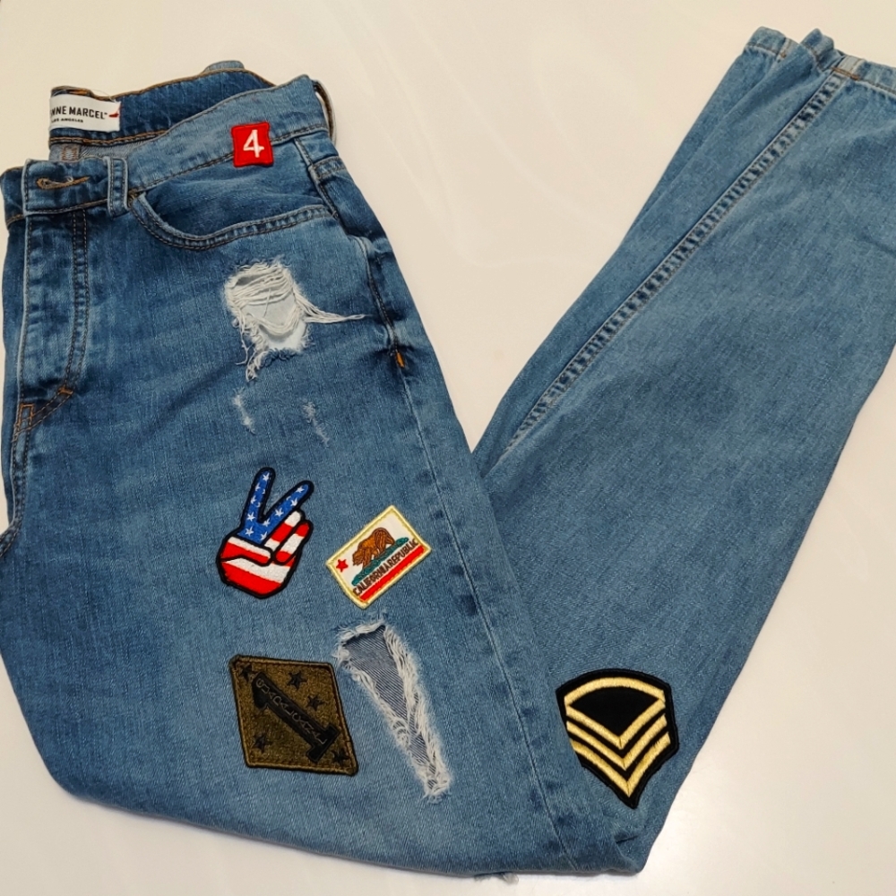 Etienne Marcel la High-Rise Patch Denim Jeans sz 27